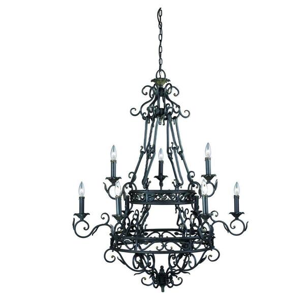 Eurofase Oxford Collection 9-Light 114 in. Hanging Burnt Sienna Chandelier-DISCONTINUED