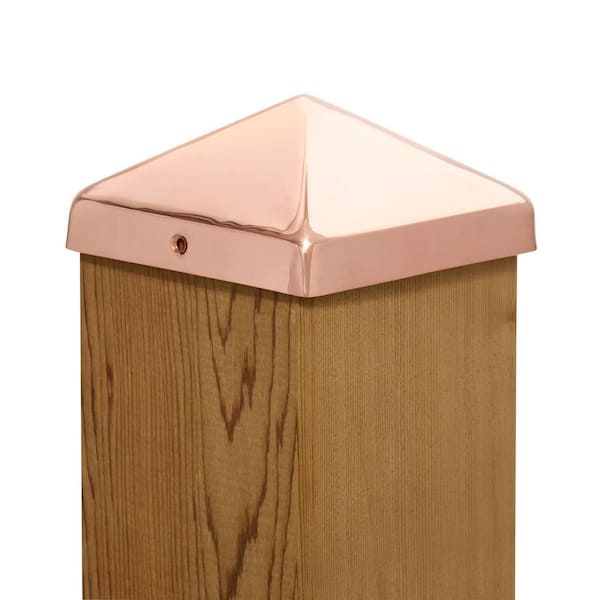 6 in. x 6 in. Copper Pyramid Slip Over Fence Post Cap