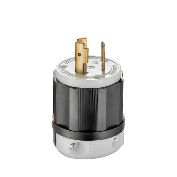 20 Amp 250-Volt Locking Plug, Black and White 2321-CS