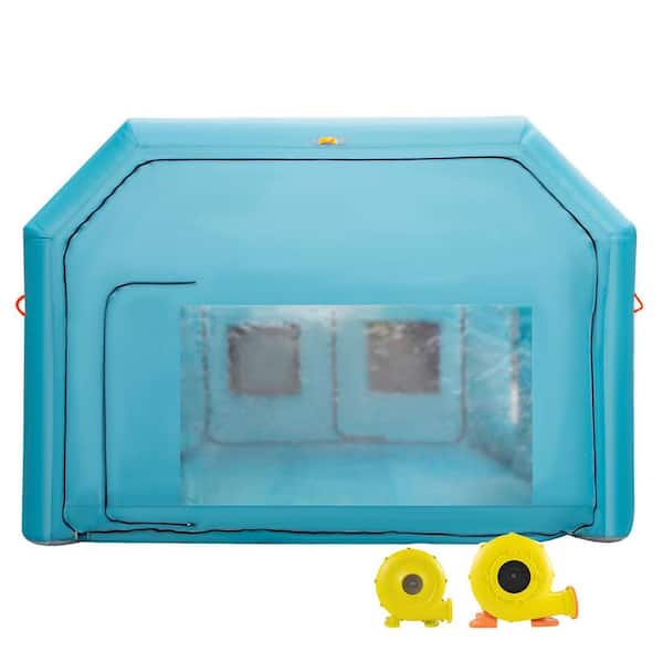 Portable Inflatable Paint Booth, 28 x 15 x 10 ft., Car Paint Tent with Air Filter System and 2 Blowers, Upgraded Blow Up
