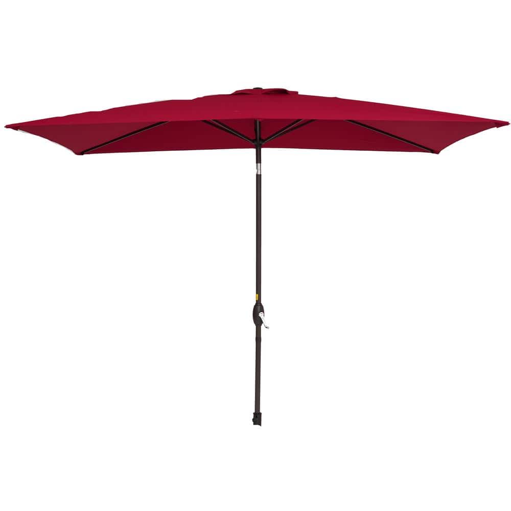 10 ft. x 7 ft. Aluminum Market Patio Umbrella in Red