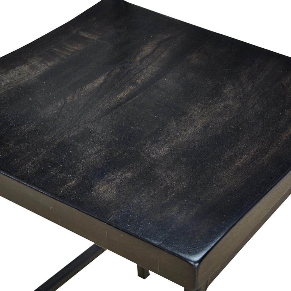 Tacoma 24.8" Black Wood and Metal Counter Stool