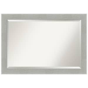 Medium Rectangle Glam Linen Grey Beveled Glass Casual Mirror (29.25 in. H x 41.25 in. W)