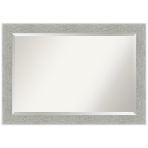 Amanti Art Medium Rectangle Glam Linen Grey Beveled Glass Casual Mirror (29.25 in. H x 41.25 in. W)