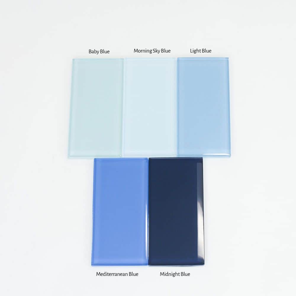 Sky Blue Glass Subway Wall Tile 3" x 6"