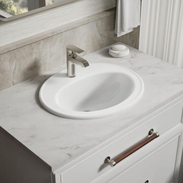 KOHLER Pennington 20-1/4 in. Drop-In Vitreous China Bathroom Sink in White with Overflow Drain