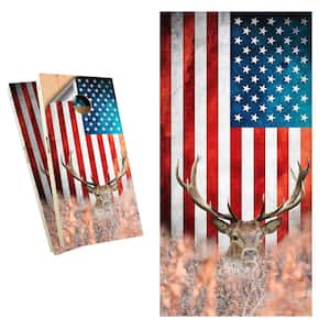 American Flag Big Buck Cornhole Board Wrap Set