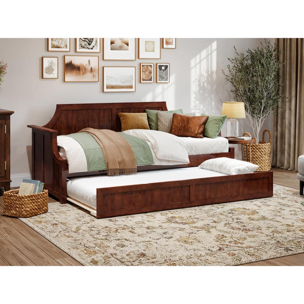 AFI Cambridge Walnut Twin Solid Wood Daybed with Twin Trundle AG101224 ...