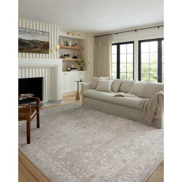 Odette Silver/Ivory 18 in. x 18 in. Sample Oriental Sample Rug