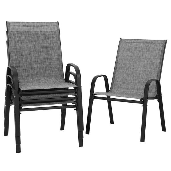 Unbranded Stackable Gray Outdoor Stackable Dining Chair Set of 4