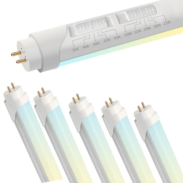 60-Watt Equivalence 5 Color Selectable LED 4FT Linear T8 Tube Light Bulb Type A&B Plug & Play or Ballast Bypass 6-Pack