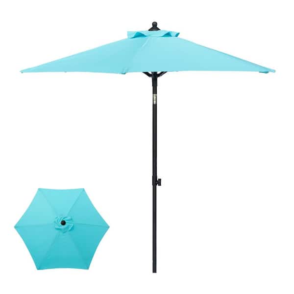 Suna OUTDOOR 7 ft. Market Aluminum Crank and Tilt Patio Umbrella in blue