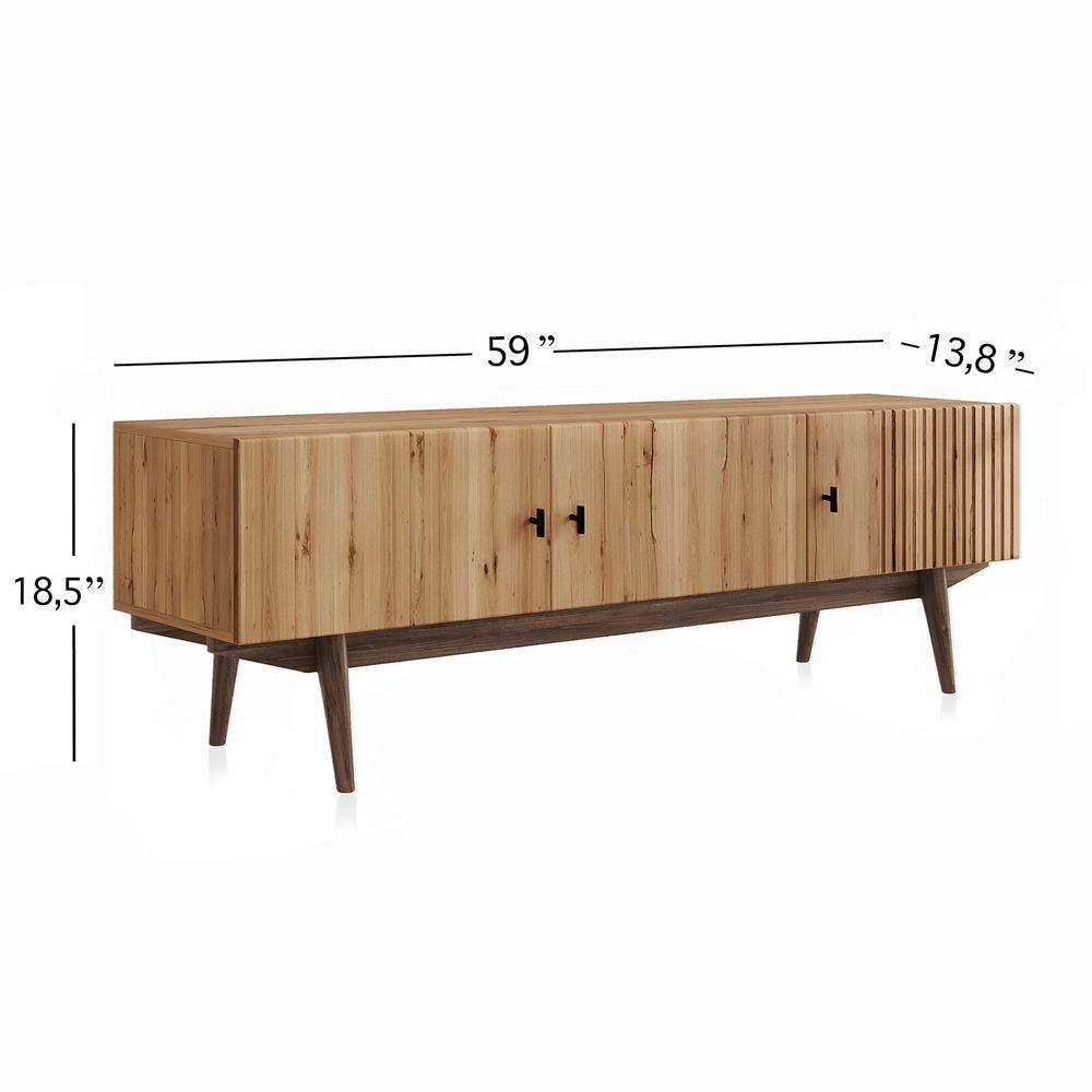 Chelsea Light Brown Mid-Century Modern TV Stand with Wood Legs