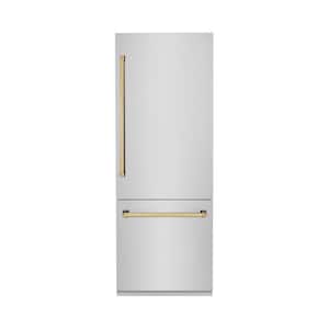 Autograph Edition 30 in. 2-Door Bottom Freezer Refrigerator w/ Ice & Water Dispenser in Stainless Steel & Polished Gold