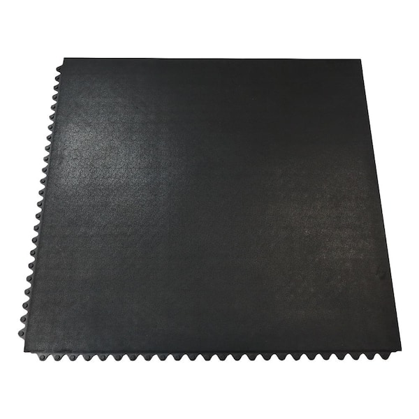 Rubber-Cal Revolution 0.47 in. T x 3 ft. W x 3 ft. L - Black - Interlocking Rubber Flooring Tiles (36 sq. ft.) (4-Pack)