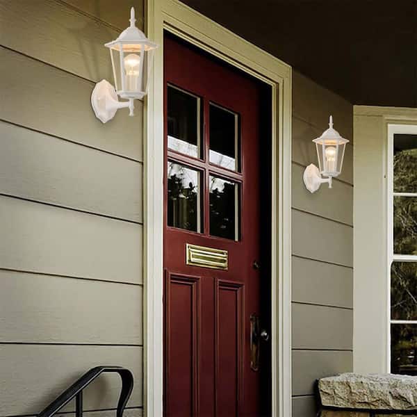 C Cattleya 1-Light White Die-Cast Aluminum Outdoor Wall Lantern