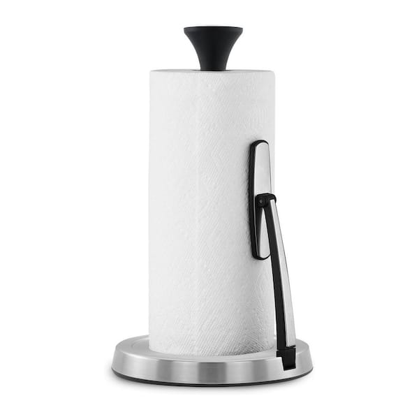 PRIMEPLUS Stainless Steel Kitchen Paper Towel Holder with Ratchet Mechanism in Matte Black