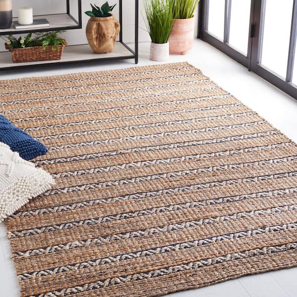 Natural Fiber 4 ft. x 6 ft. Navy/Natural Striped Area Rug