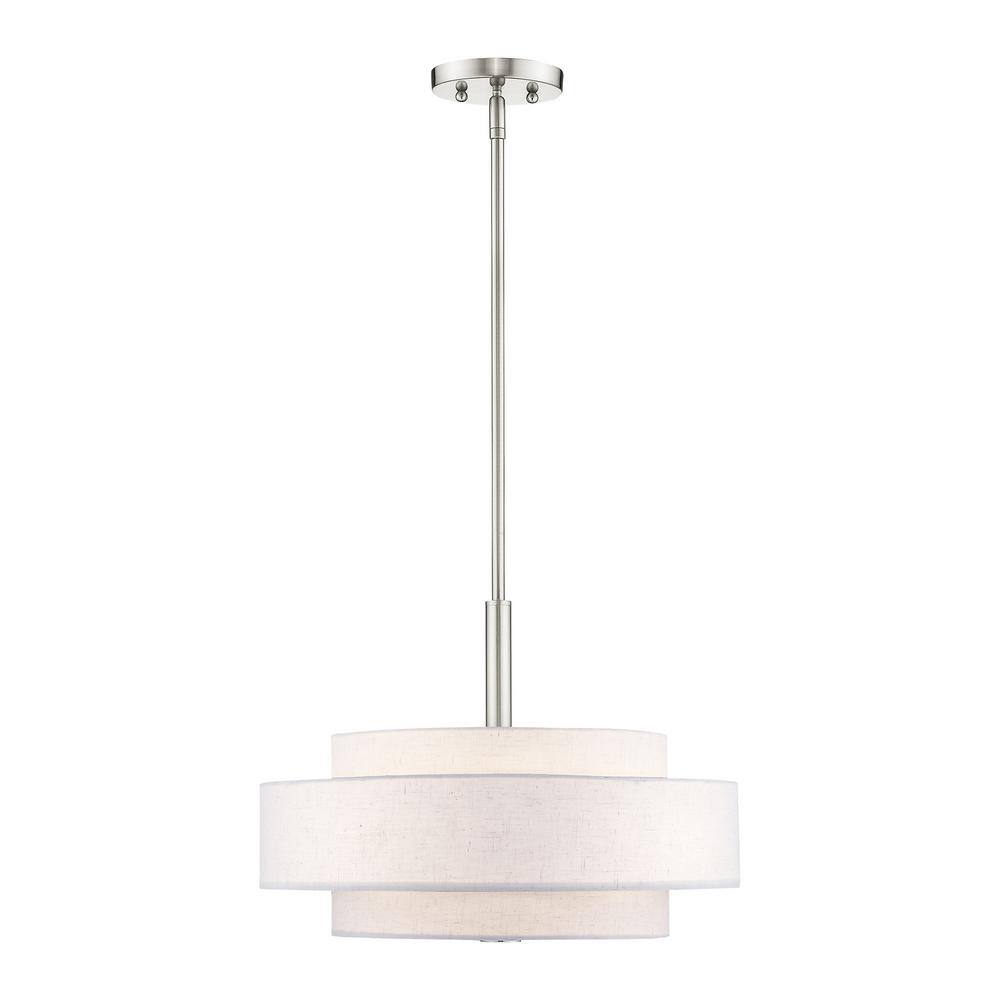 Brushed Nickel 4-Light Drum Pendant with Oatmeal Shade