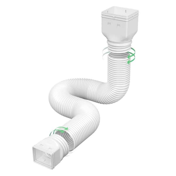 Angel Sar White Rain Gutter Downspout Extensions, Downspout Extender for Rainwater Drainage Flexible From 21 to 66 in.