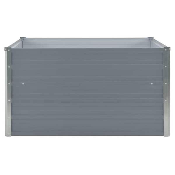 TIRAMISUBEST 39.4 in. W x 39.4 in. D x 17.7 in. H Gray Steel Garden Raised Bed