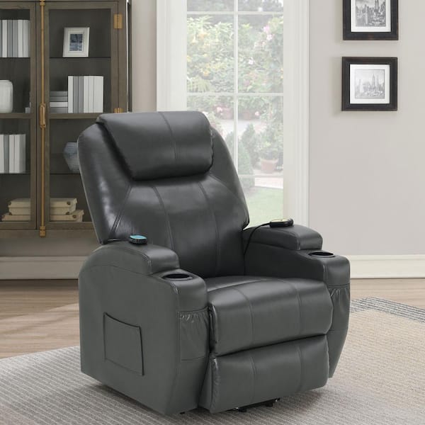 Coaster Sanger Charcoal Gray Upholstered Power Lift Recliner