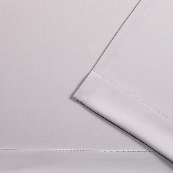 Silver Sateen Solid 52 in. W x 84 in. L Noise Cancelling Thermal Grommet Blackout Curtain (Set of 2)