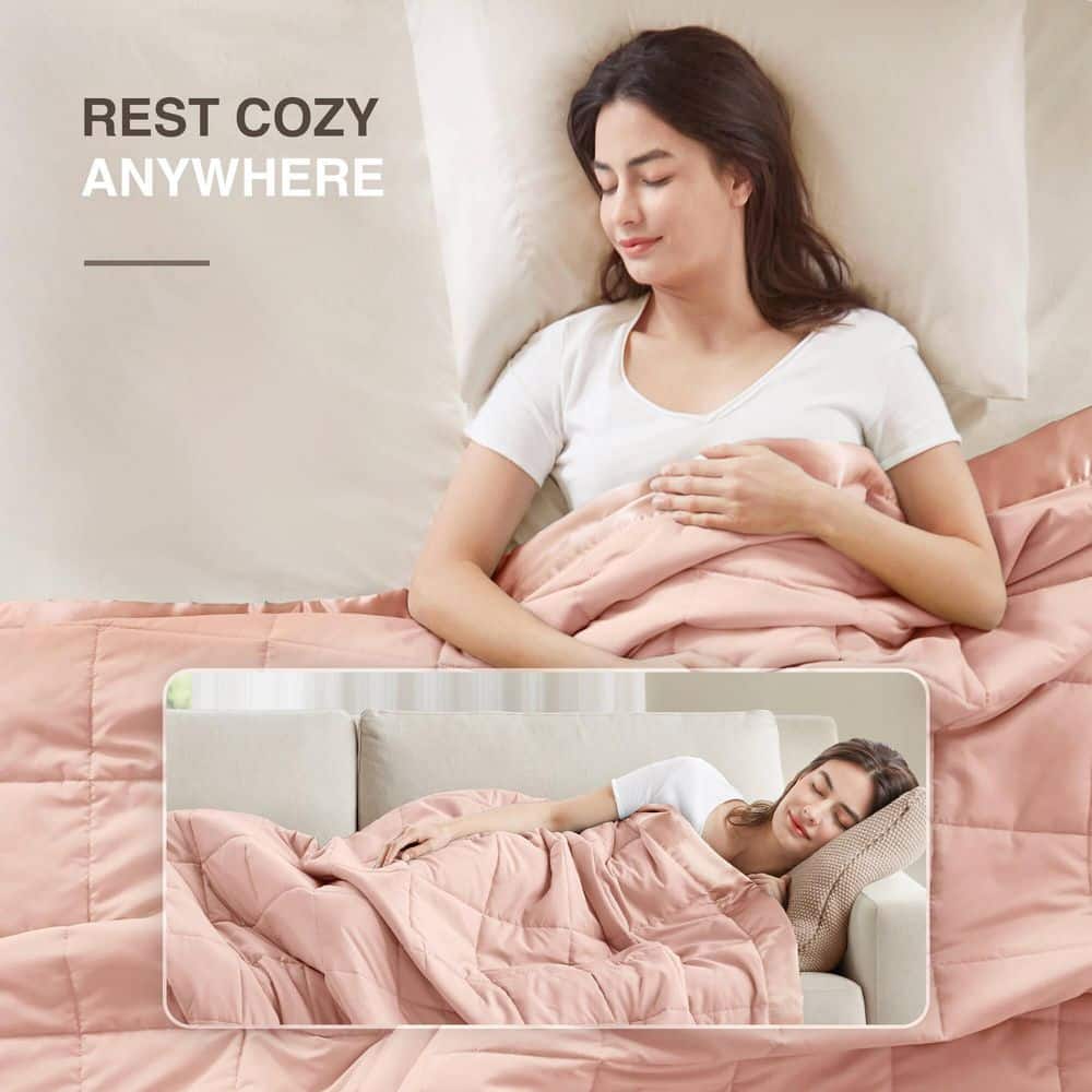 Twin Pink Down Alternative Blanket with Satin Trim