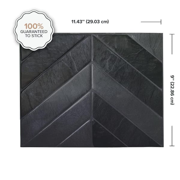 Chevron Marquina 11.43 in. x 9 in. Vinyl Peel and Stick Tile (2.8 sq. ft. / 4-Pack)