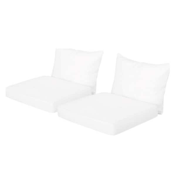 27 in. x 24 in. Outdoor Patio Chaise Lounge Cushion in White (Set of 2)