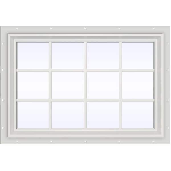JELD-WEN 47.5 in. x 35.5 in. V-2500 Series White Vinyl Fixed Picture Window with Colonial Grids/Grilles