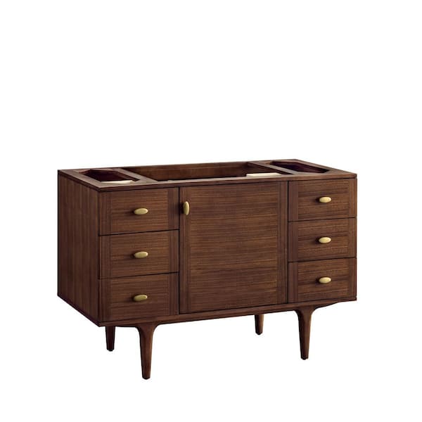 James Martin Vanities Amberly 47.9 in. W x 23.4 in. D x 33.5 in. H Single Bath Vanity Cabinet without Top in Mid-Century Walnut