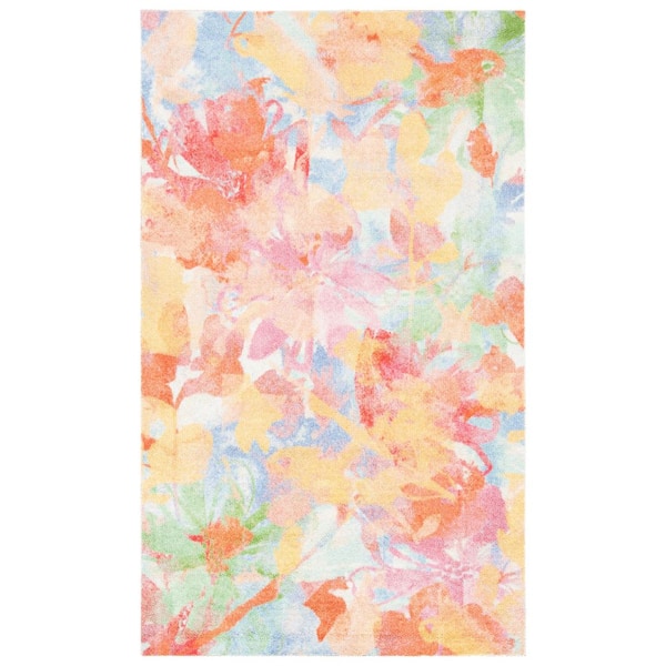 Florist 4 ft. x 6 ft. Yellow/Plum Floral Abstract Area Rug