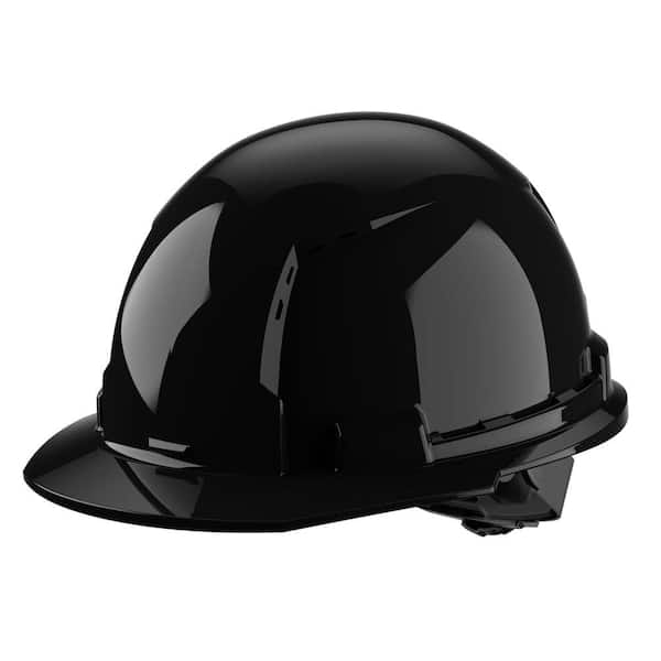 BOLT Black Type 1 Class C Front Brim Vented Hard Hat with 4-Point Ratcheting Suspension