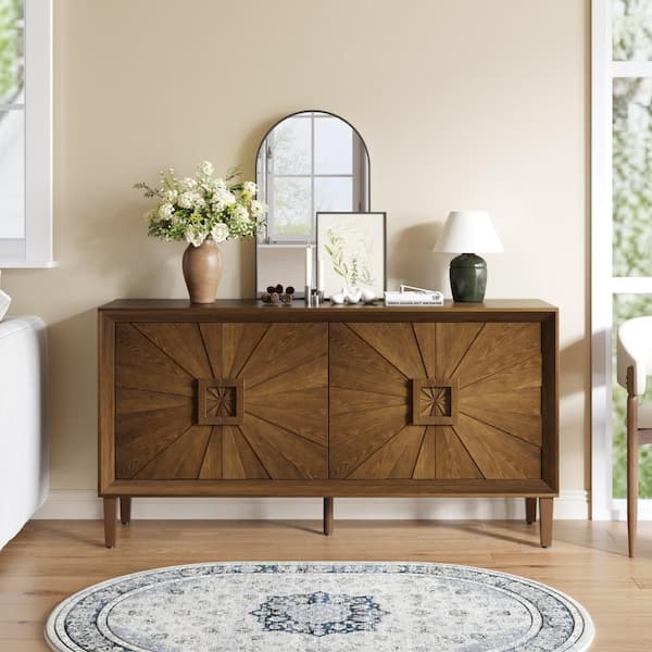 Brown 31.5 in. H Storage Cabinet with Adjustable Shelves