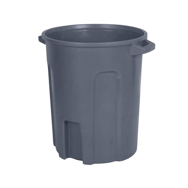 55 Gal. Round Trash Can with Lift Handle-Dark Gray Granite