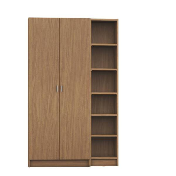 Manhattan Comfort Greenwich 2-Piece Maple Cream Bookcase 12-Wide and Narrow Shelves with 2-Wide Doors