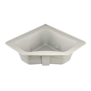 Signature 60 in. W. x 60 in. Corner Whirlpool Bathtub with Center Drain in Oyster with Heater