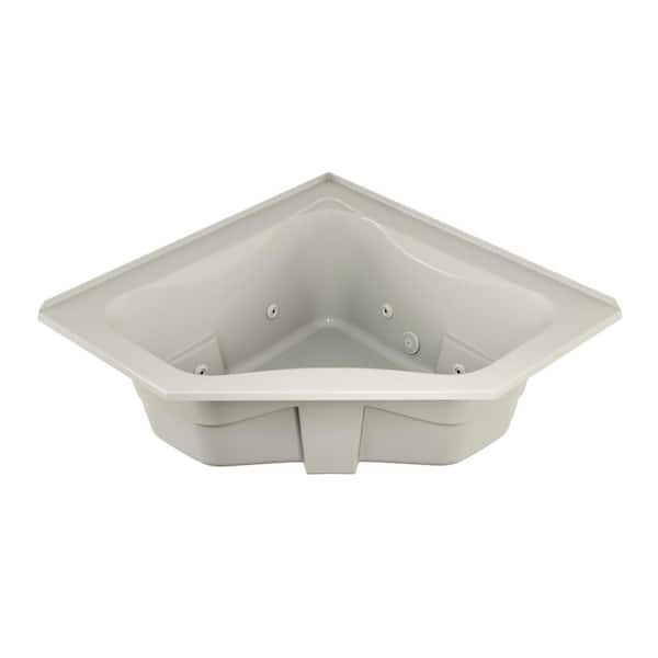 JACUZZI Signature 60 in. W. x 60 in. Corner Whirlpool Bathtub with Center Drain in Oyster with Heater