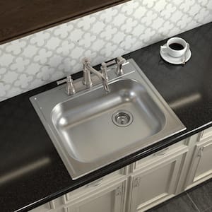 2000 Series Stainless Steel 25 in. 4-Hole Single Bowl Drop-In Kitchen Sink with 5.5 in. Depth and Right Rear Drain Hole