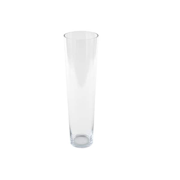 Litton Lane 24 in. Clear Tall Glass Cylinder Decorative Vase