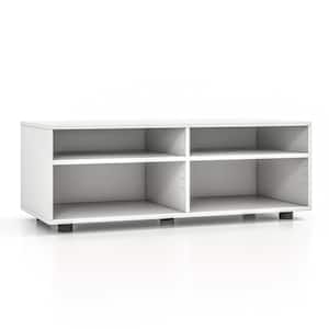 White TV Stand Fits TV's up to 40 in. with Storage 4 Cubby TV Console Table with Adjustable Shelves