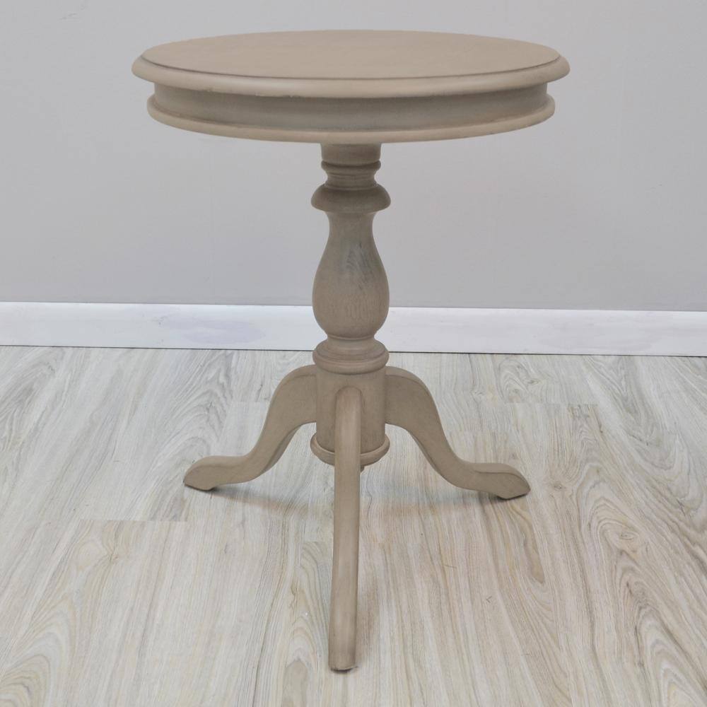 Weathered Gray Round Wood Accent Table