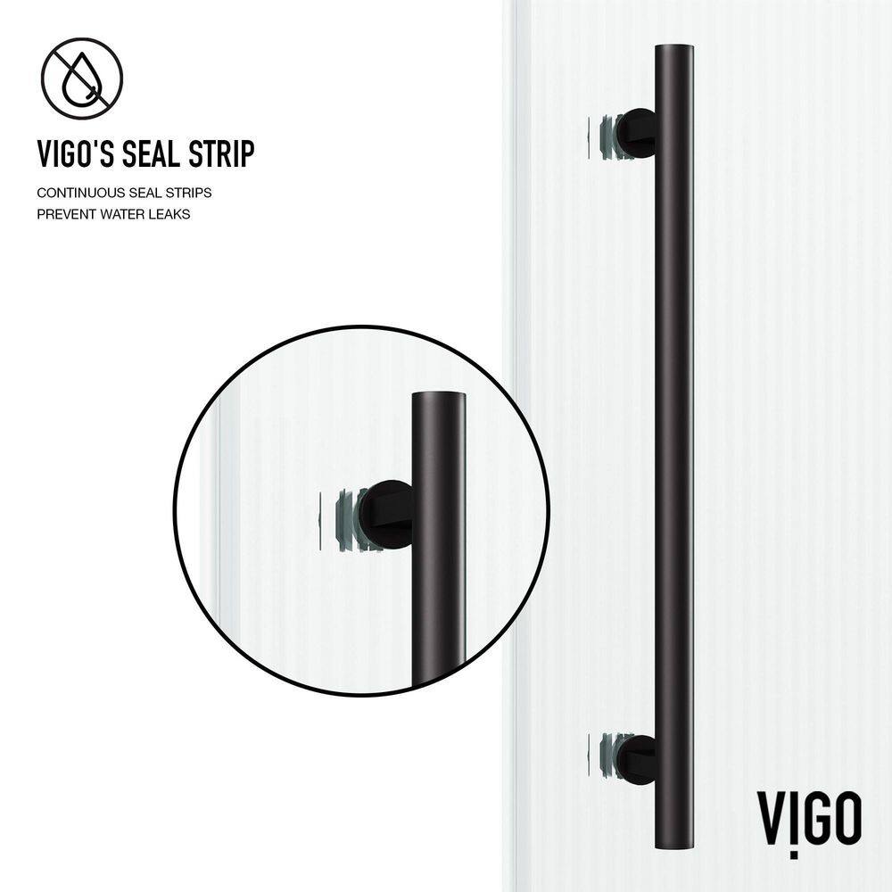 Elan Matte Black Frameless Sliding Shower Door with Fluted Glass