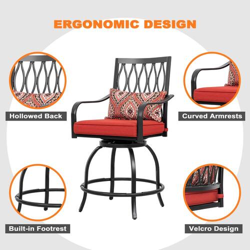 Swivel Metal Outdoor Bar Stool Balcony Patio Dining Chair Bar