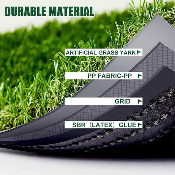 Premium Deluxe 8 ft. x 12 ft. 4-Tone Green Artificial Grass Turf