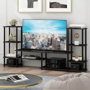 Turn-N-Tube 78 in. French Oak Gray Particle Board Entertainment Center Fits TVs Up to 48 in. with Open Storage