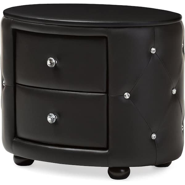 HOME IMPORTS EMPORIUM Black 2 Drawer 19.5 in. W Nightstand, Sturdy Bedside Nightstand Table