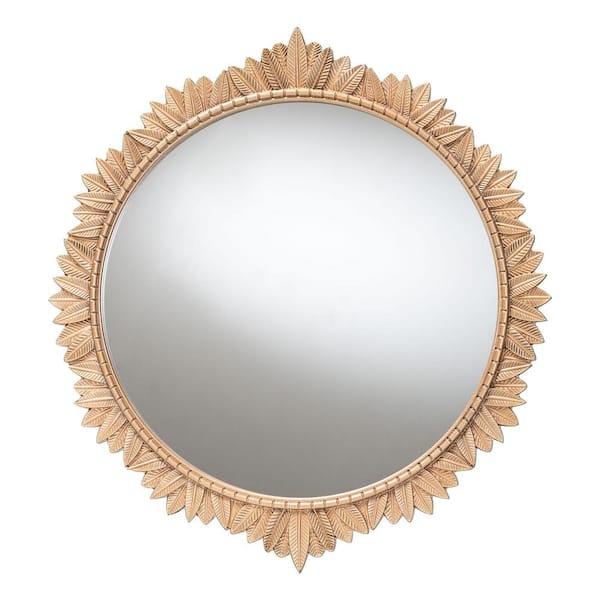 Baxton Studio Caitlin Antique Gold 35.4 in. W x 35.4 in. H Round Mirror