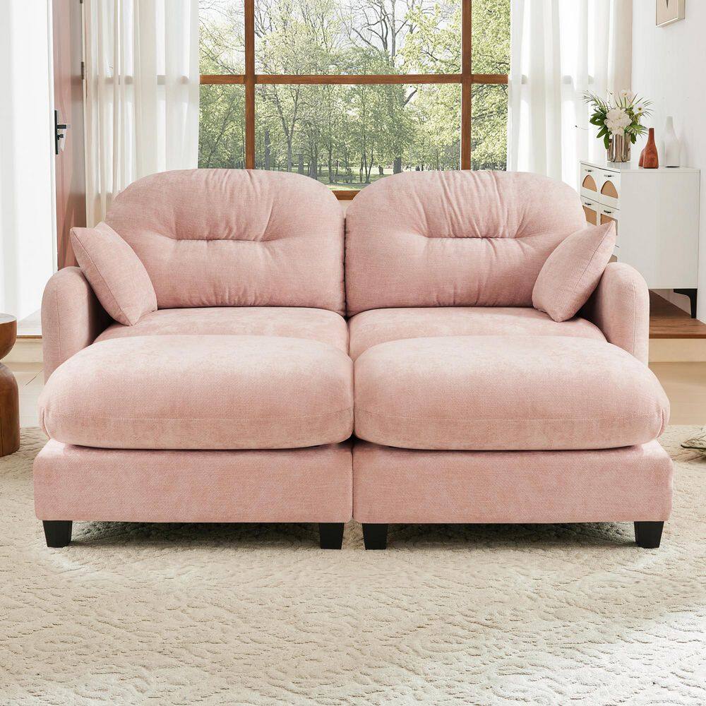 Will 74 in. Chenille Upholstered Cloud U Shaped Sectional Sofa in Pink with 2 Ottomans, 2-Pillows price history on PriceWatchPro